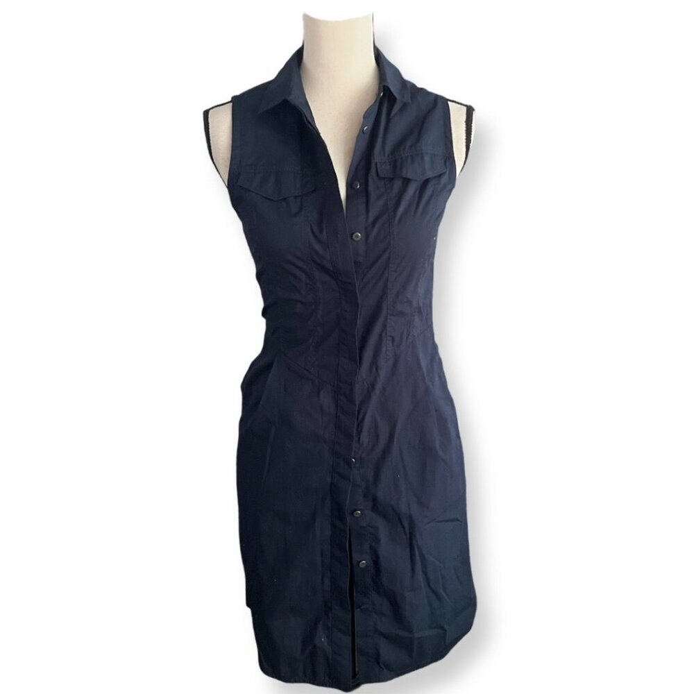 All Saints Navy Button Down Shirt Pencil Dress Size 4